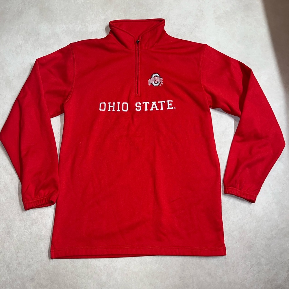 Vintage Ohio State Red Quarter-Zip Pullover Sweater